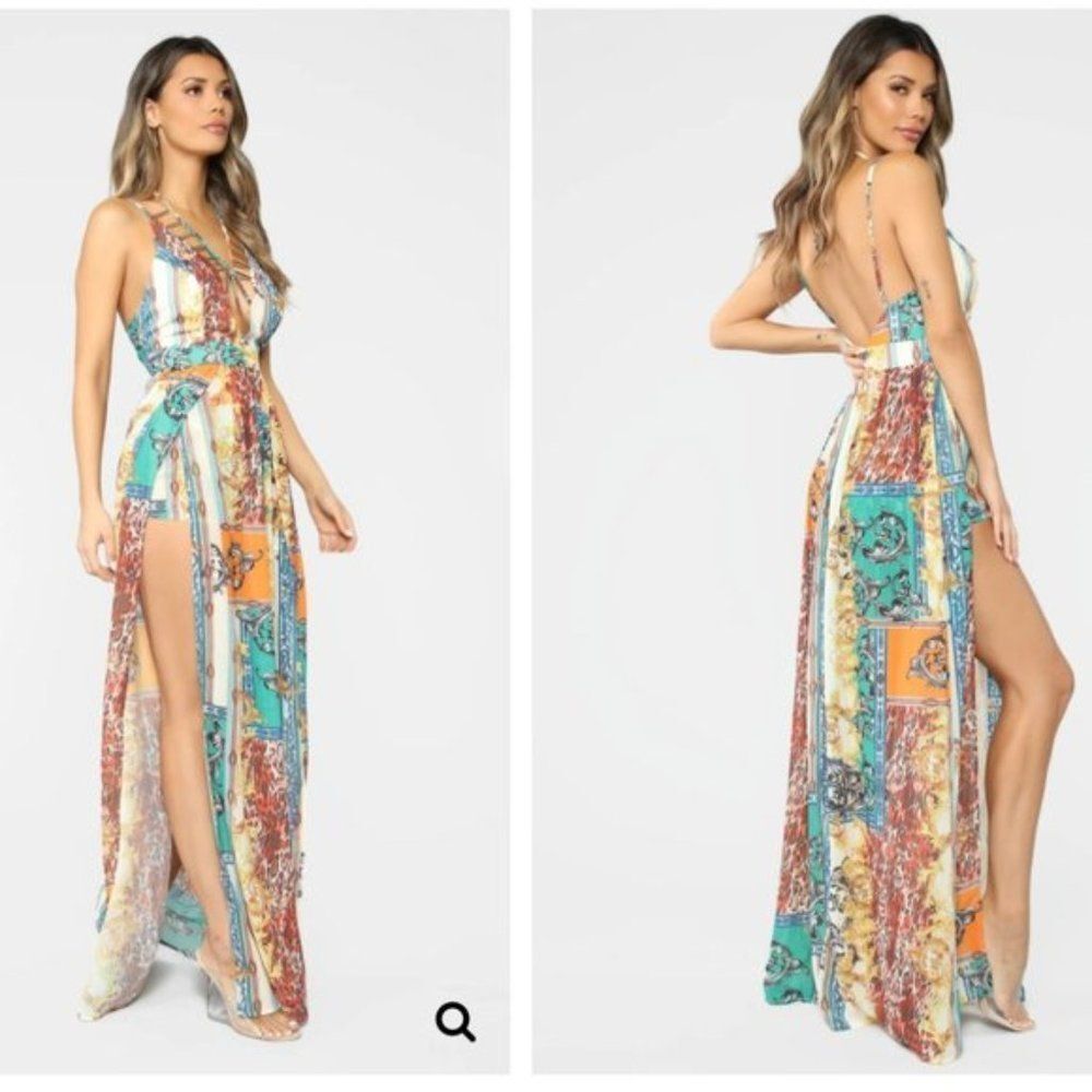 Fashion Nova Multicolor Romper Dress